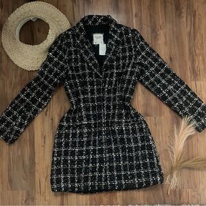 NWT Abercrombie & Fitch Black and White Tweed Blazer
